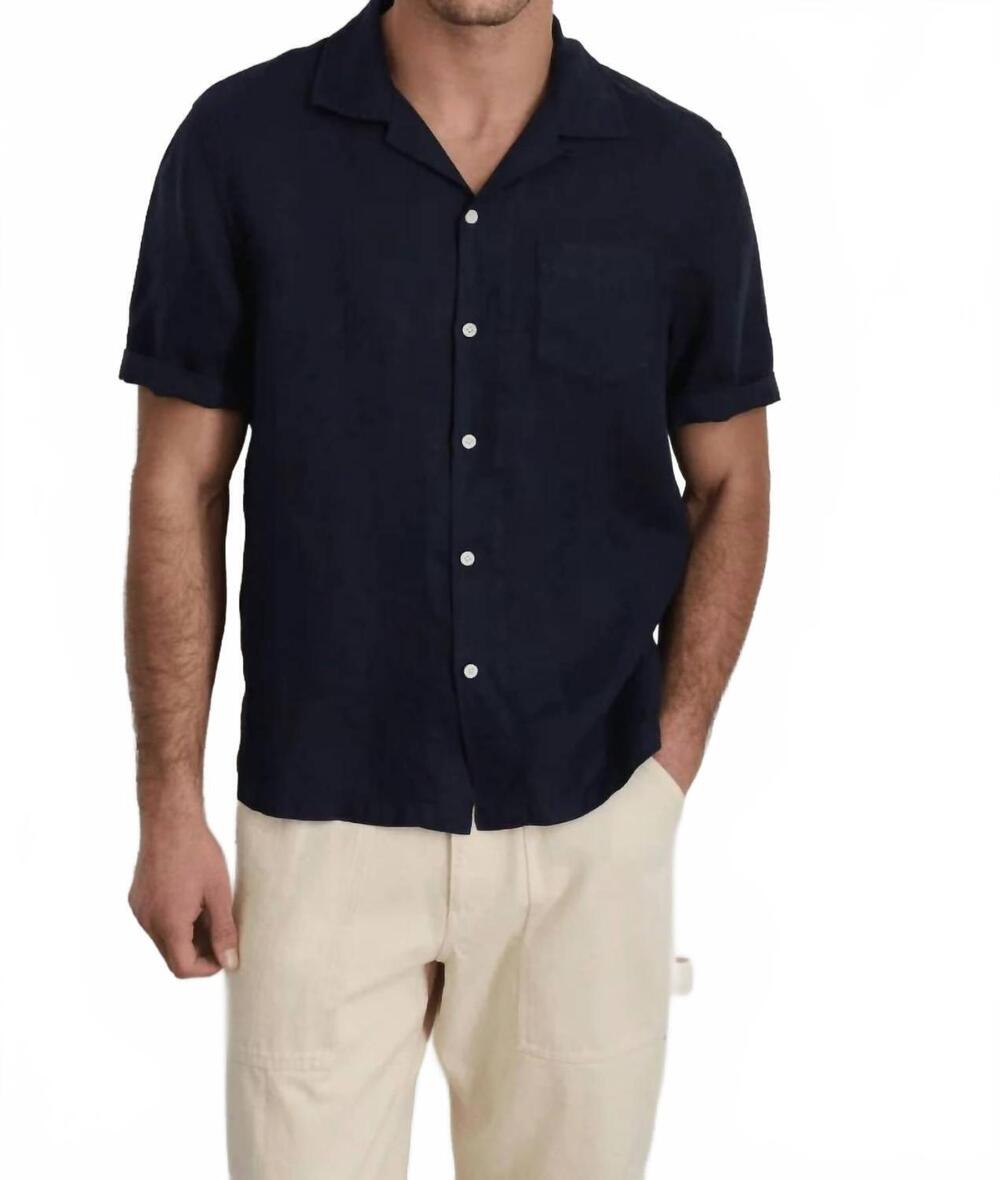 NEW ALEX MILL linen camp shirt in dark navy